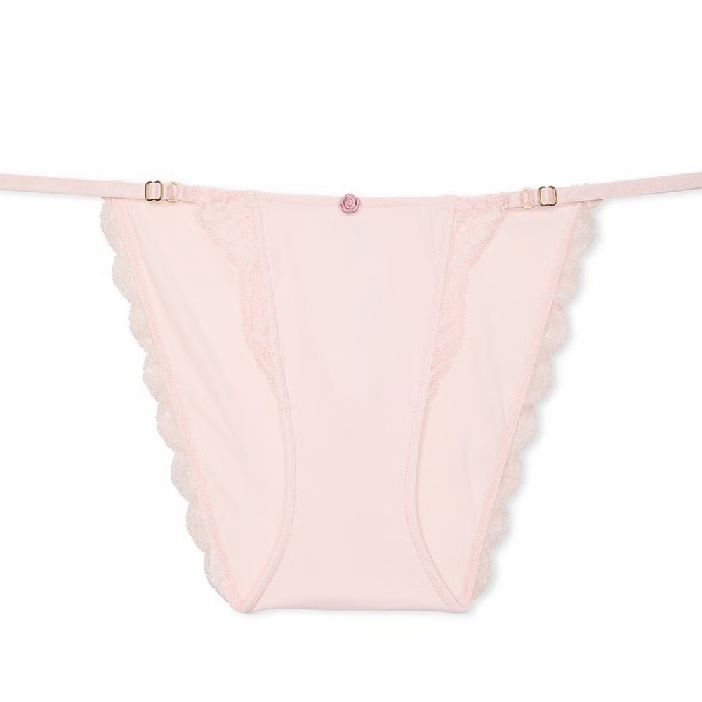 Victoria’s Secret Lace-Trim Adjustable String Bikini Panty- M- NWT